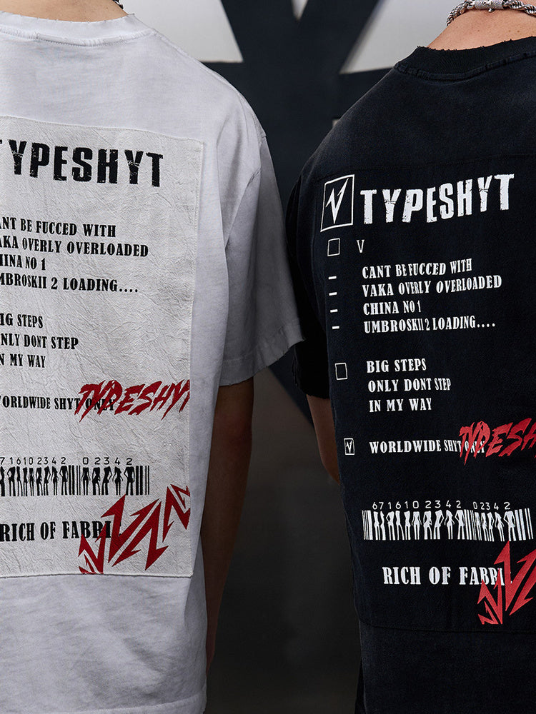 Applique Ink Print Short Sleeve T-Shirt WN20983