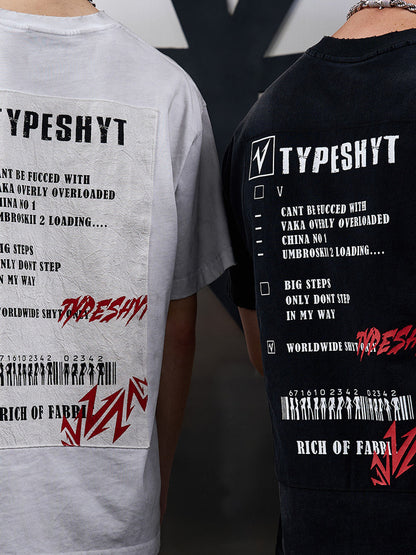 Applique Ink Print Short Sleeve T-Shirt WN20983