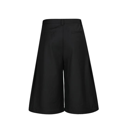 Wide Leg Pleats Half Trousers WN25967