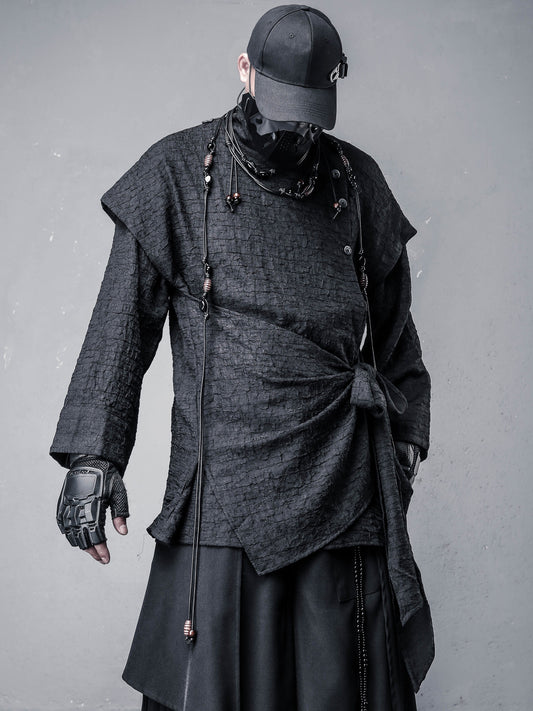 Deconstruct Fake Layered Strap Long Sleeve Shirt WN22526