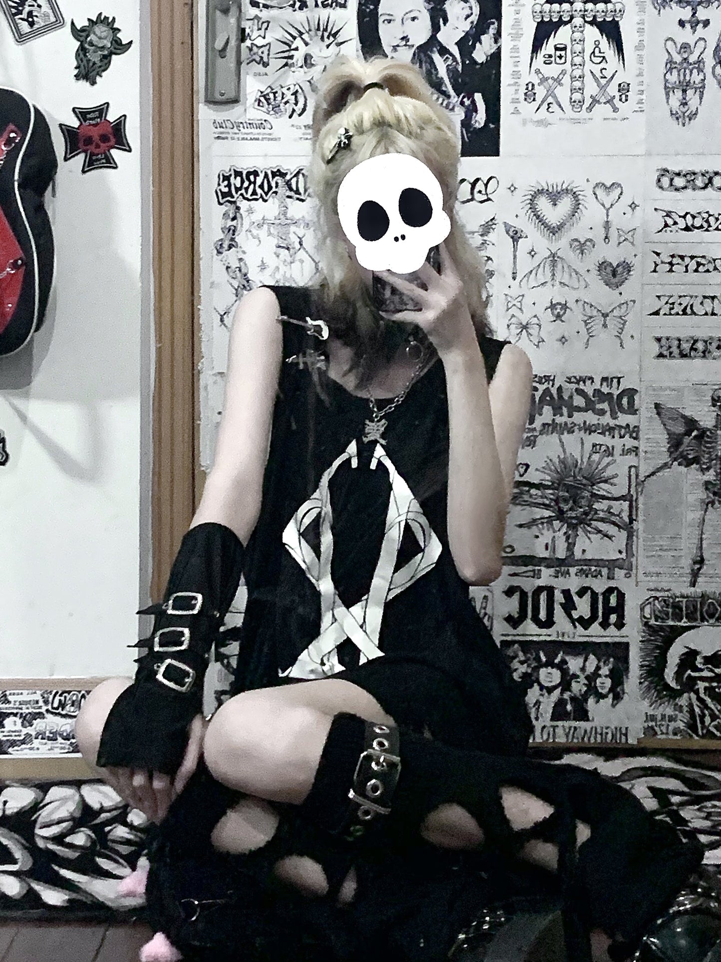 Dark Rock Design Oversize Sleeveless T-Shirt WN15611