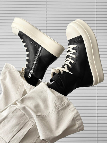Lace Up Side Zipper Thick Sole Short Boots WN24510