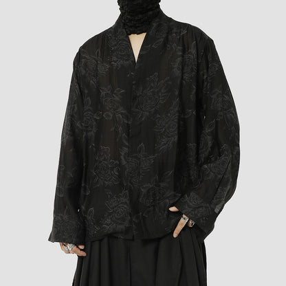 Floral Print Oversize Long Sleeve Shirt WN20495