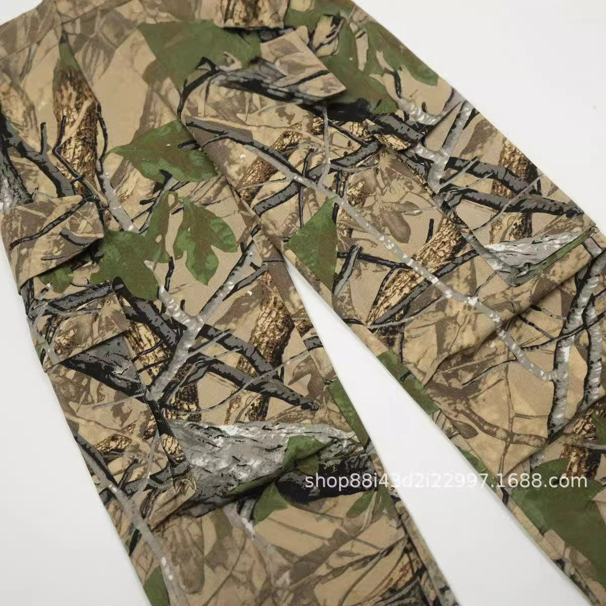 Camouflage Wide-Leg Straight Cargo Pants WN11054