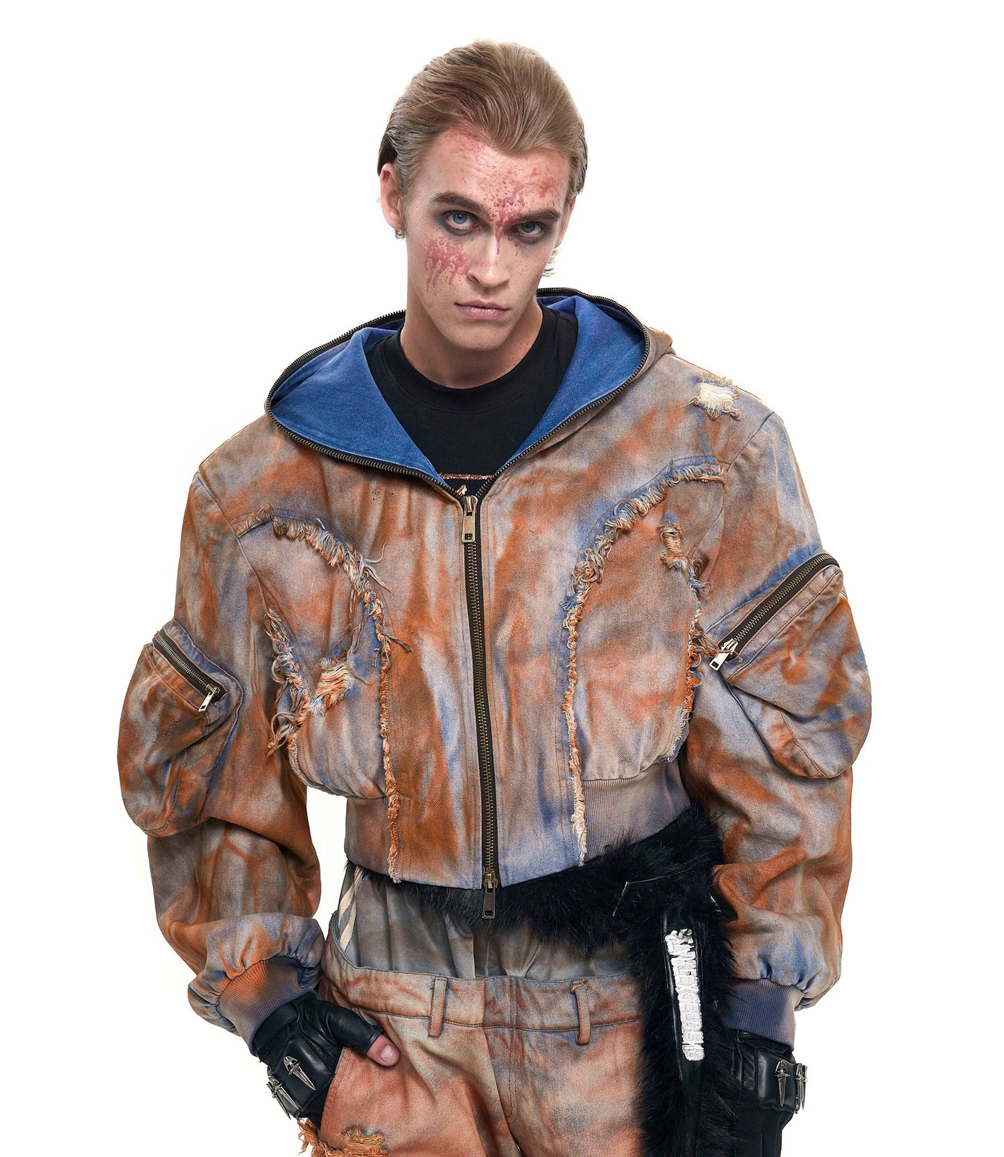 Mud-Dye Raw Hem Utility Hooded Jacket & Pants Setup WN20382