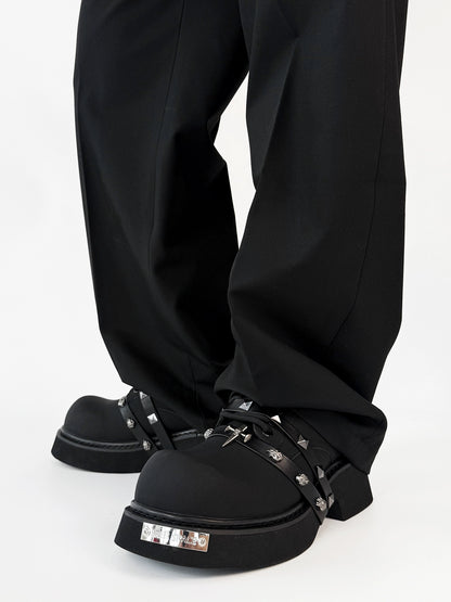 Matte Derby Chunky Sole Studs Large Toe Shoes WN19177