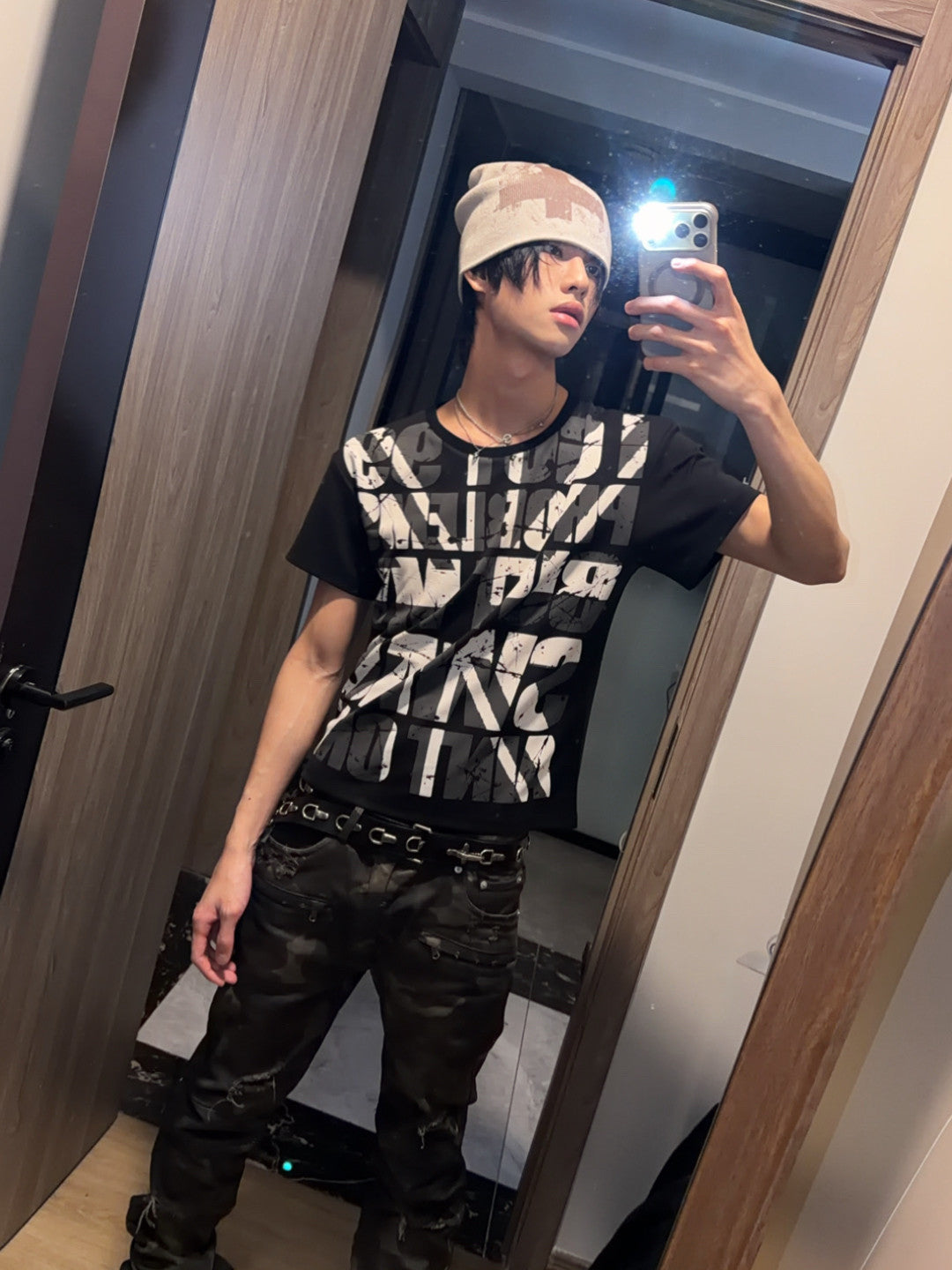Letter Graphic Print Short Sleeve T-Shirt & Long Sleeve T-Shirt WN27211