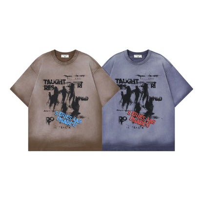 Dark Graffiti Print Short Sleeve T-Shirt WN25467