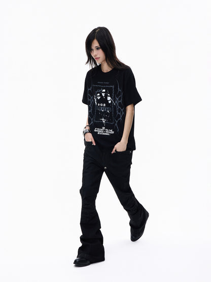 Portrait Print Oversize Short Sleeve T-Shirt WN27358