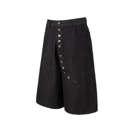 Washed Wide Leg Denim Short Pants WN25572