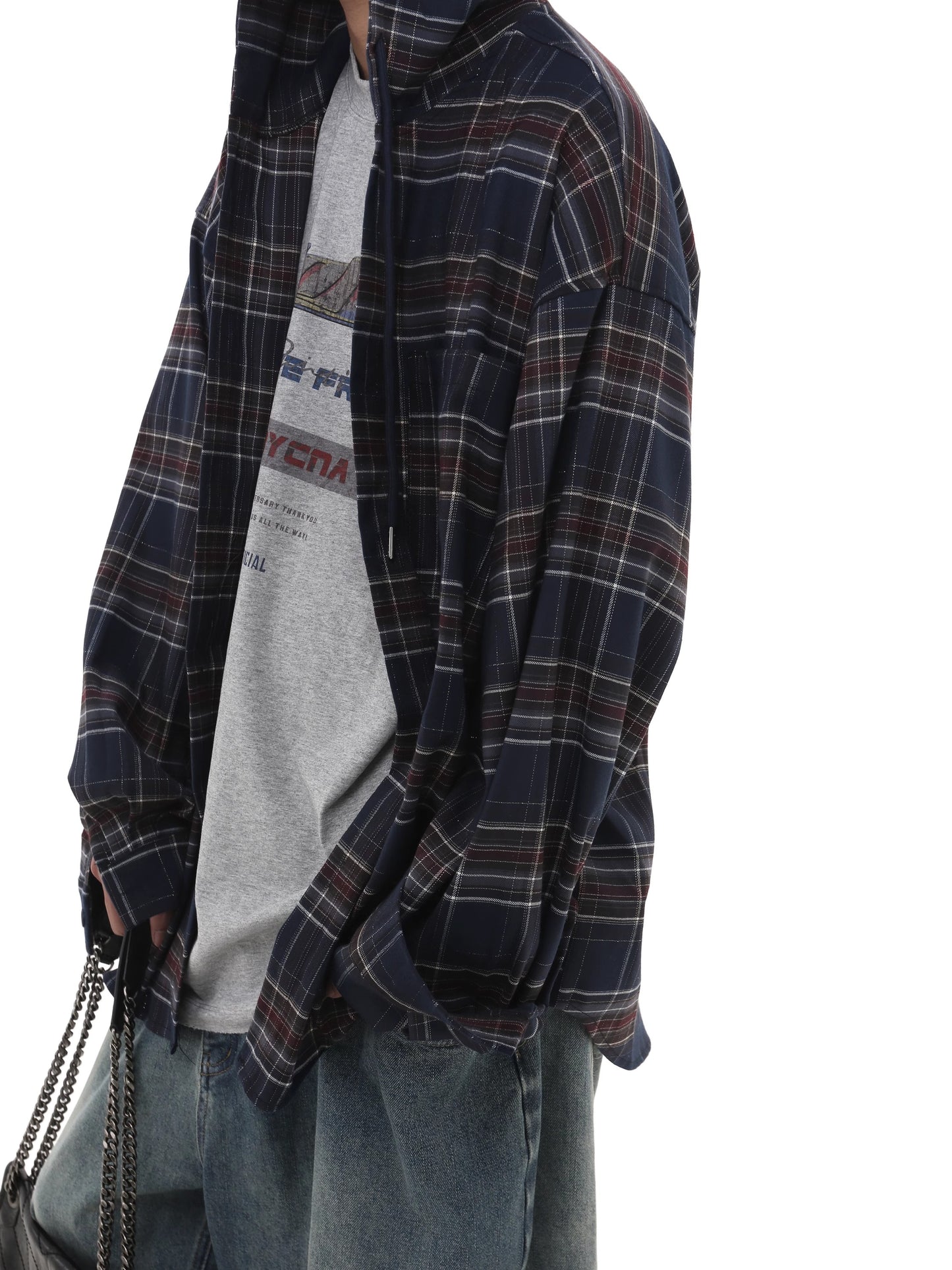 Oversize Plaid Hooded Shirt WN8004