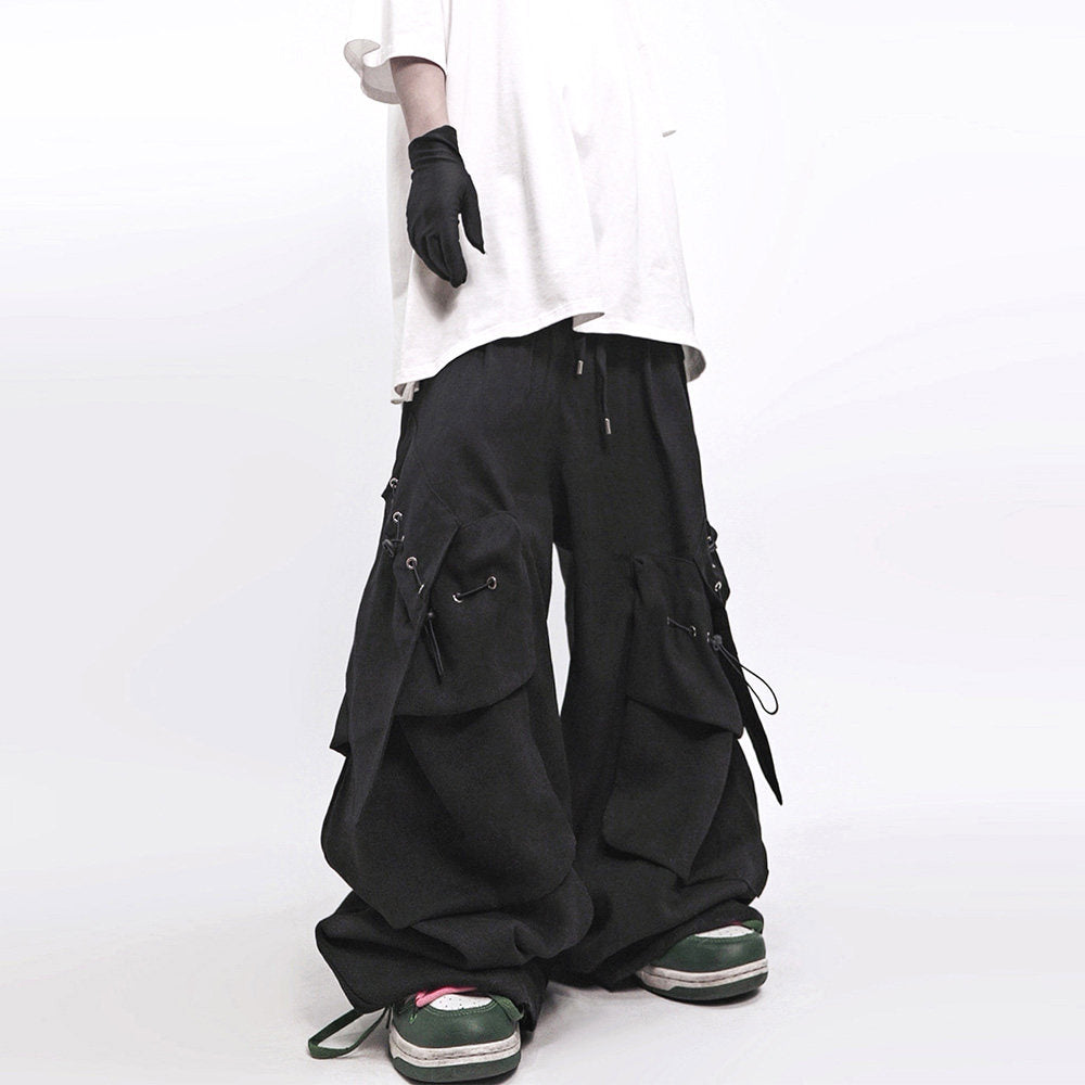 Multi-Pocket Curved Seam Wide Leg Pants WN24025