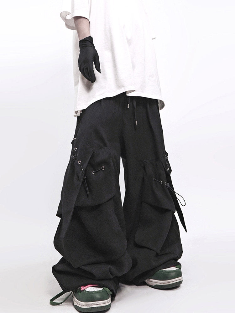 Multi-Pocket Curved Seam Wide Leg Pants WN24025