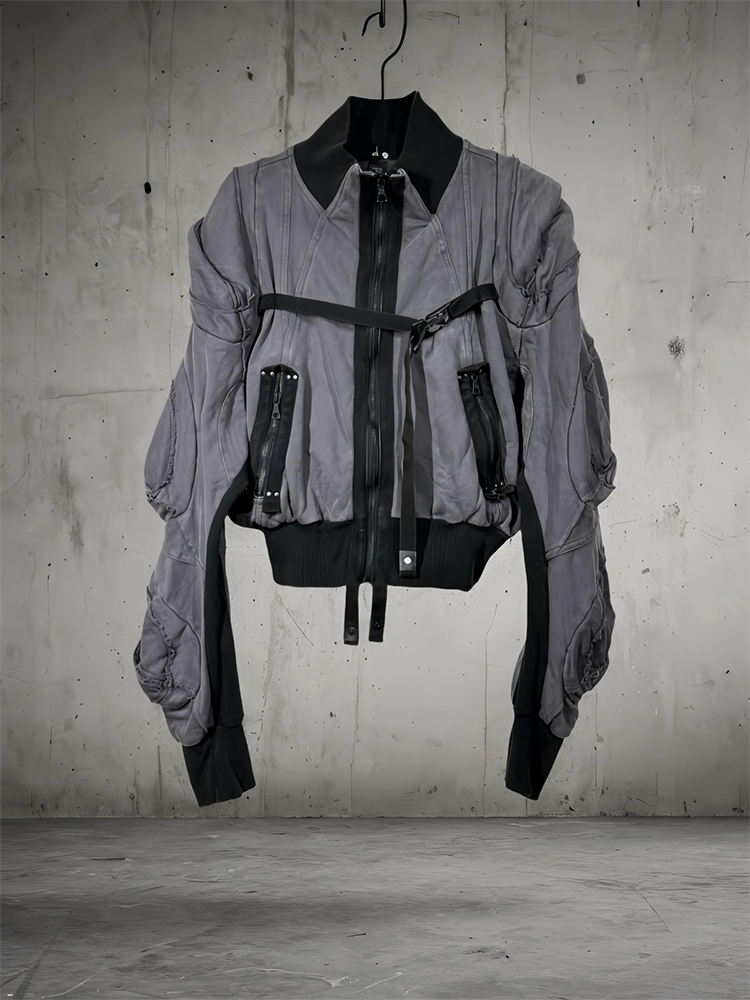 Deconstructed Strap Cotton Damage Short Jacket WN22002