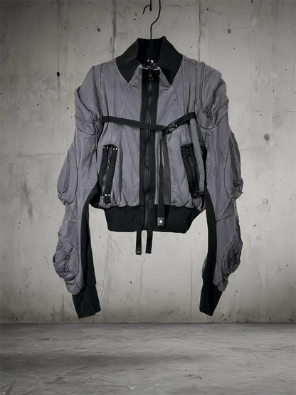 Deconstructed Strap Cotton Damage Short Jacket WN22002
