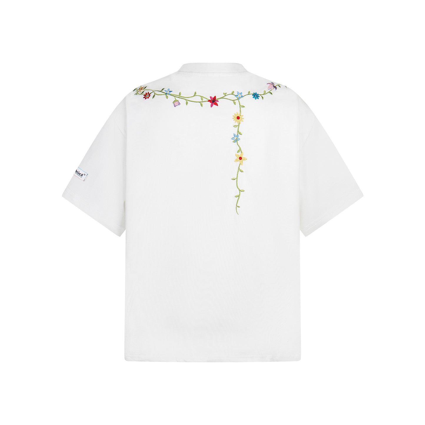 Floral Embroidery Necklace Print Short Sleeve T-Shirt WN26872