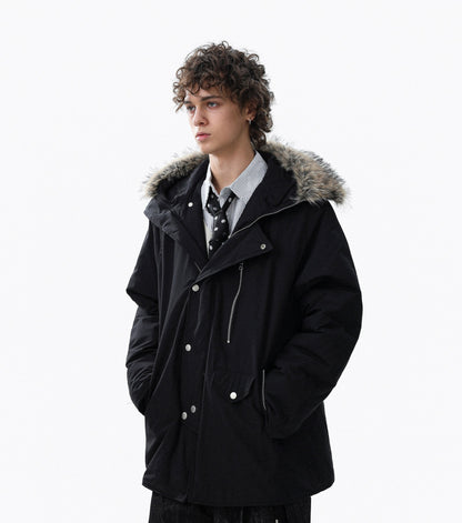 Fake Fur-Collar Pockets Design Warm Coat WN22100