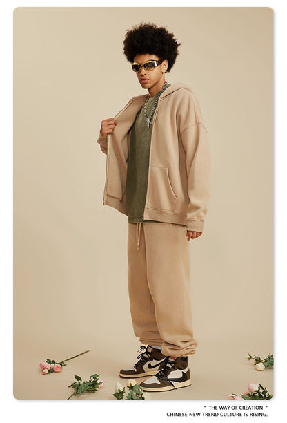 Oversize Washed Zipper Hoodie WN6461