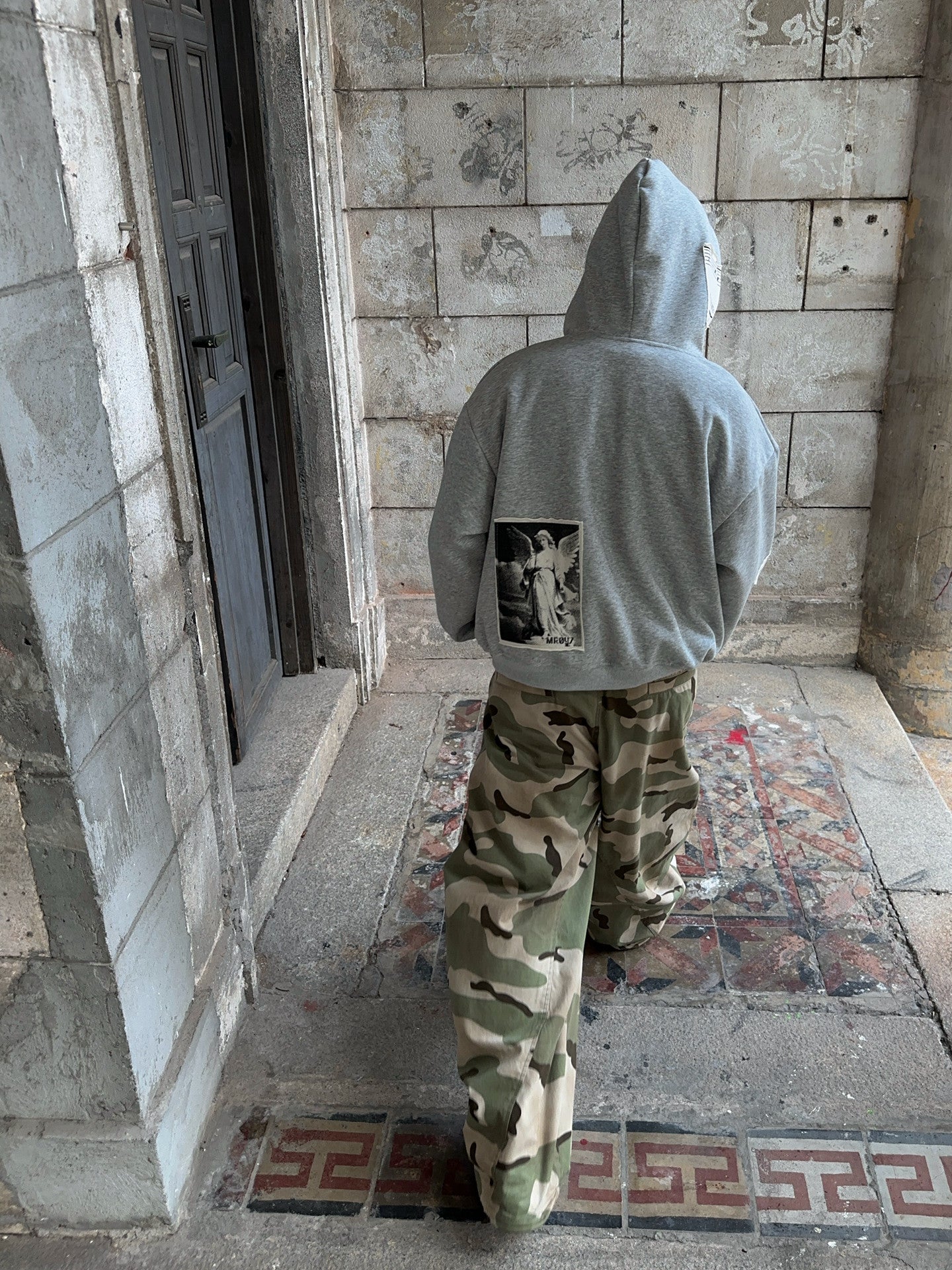 Applique Print Oversize Zipper Hoodie WN24379