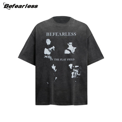 Washed Abstract Print Heavyweight Oversize Short Sleeve T-Shirt WN26373