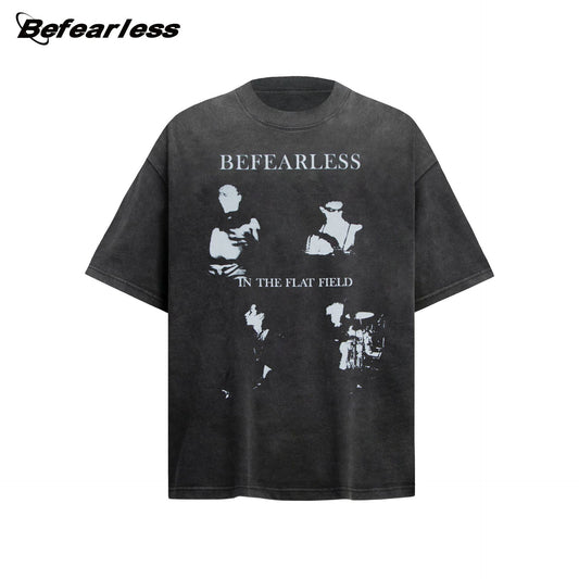Washed Abstract Print Heavyweight Oversize Short Sleeve T-Shirt WN26373