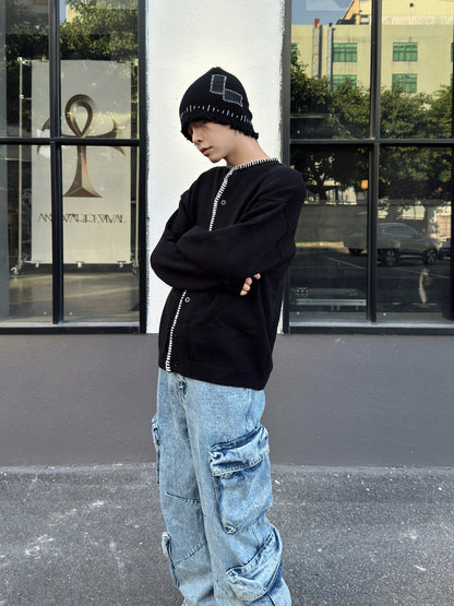 Hand Stitching Minimal Knit Cardigan WN22997