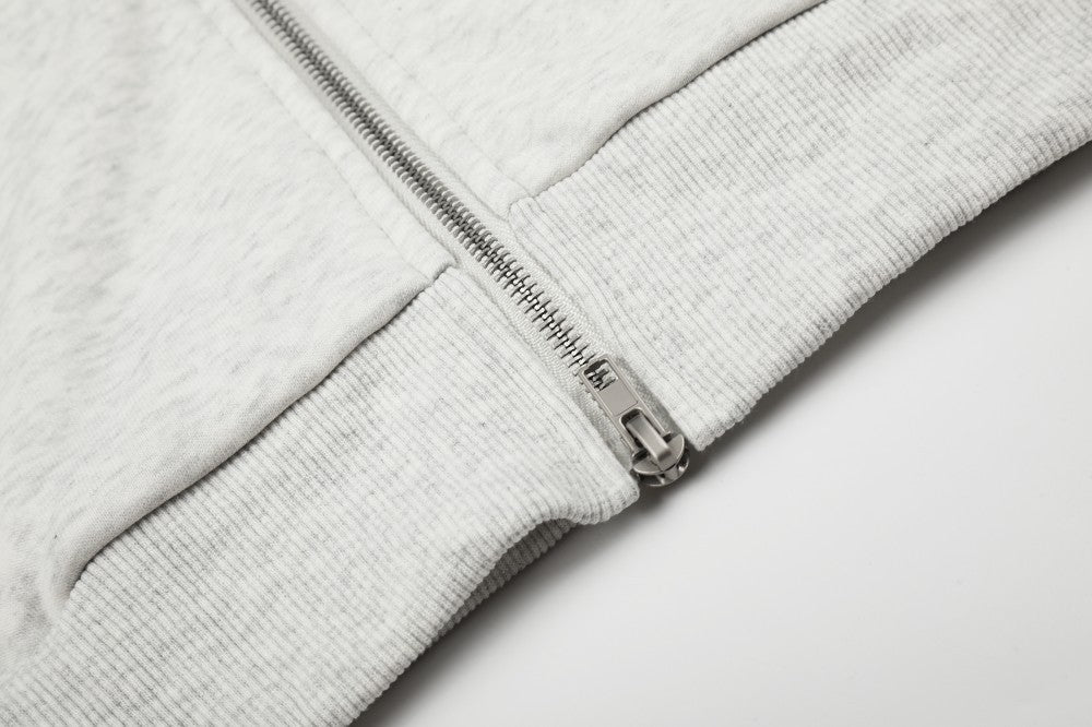 Cropped Number Graphic Zipper Hoodie WN27966
