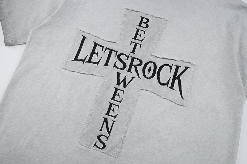 Washed Embroidery Raglan Short Sleeve T-Shirt WN25454
