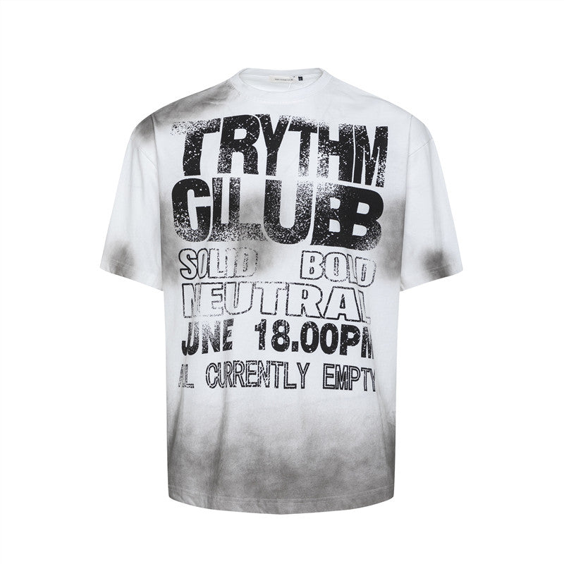 Tie Dye Letter Dirty Short Sleeve T-Shirt WN24253