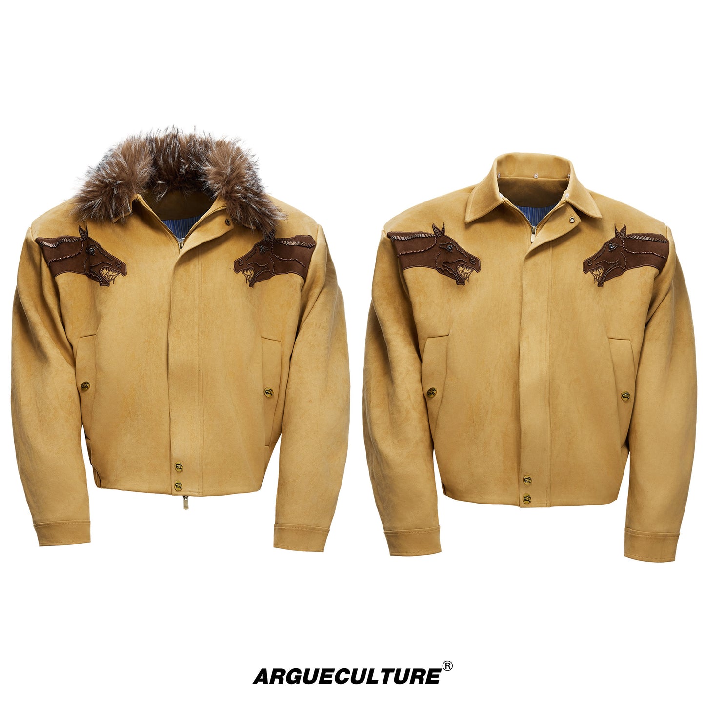 Vintage Suede Fake Fur Wide Jacket WN22660