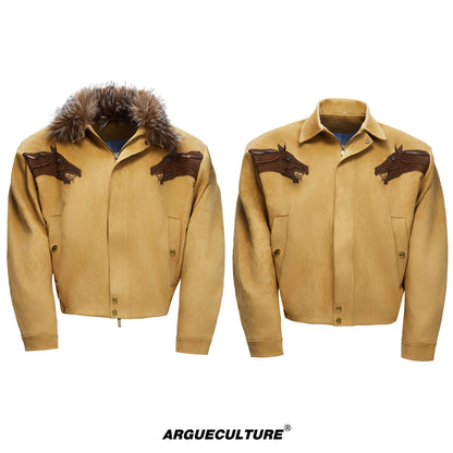 Vintage Suede Fake Fur Wide Jacket WN22660