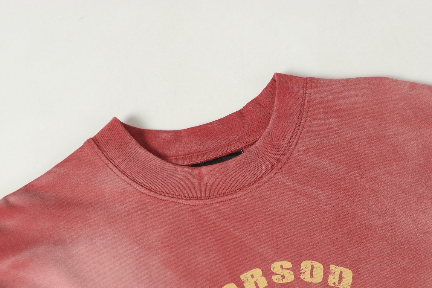 Letter Print Patchwork Wash Damage Short Sleeve T-Shirt WN25598