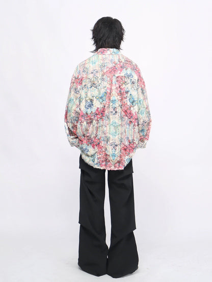 Butterfly Graffiti Print Oversize Shirt WN8725