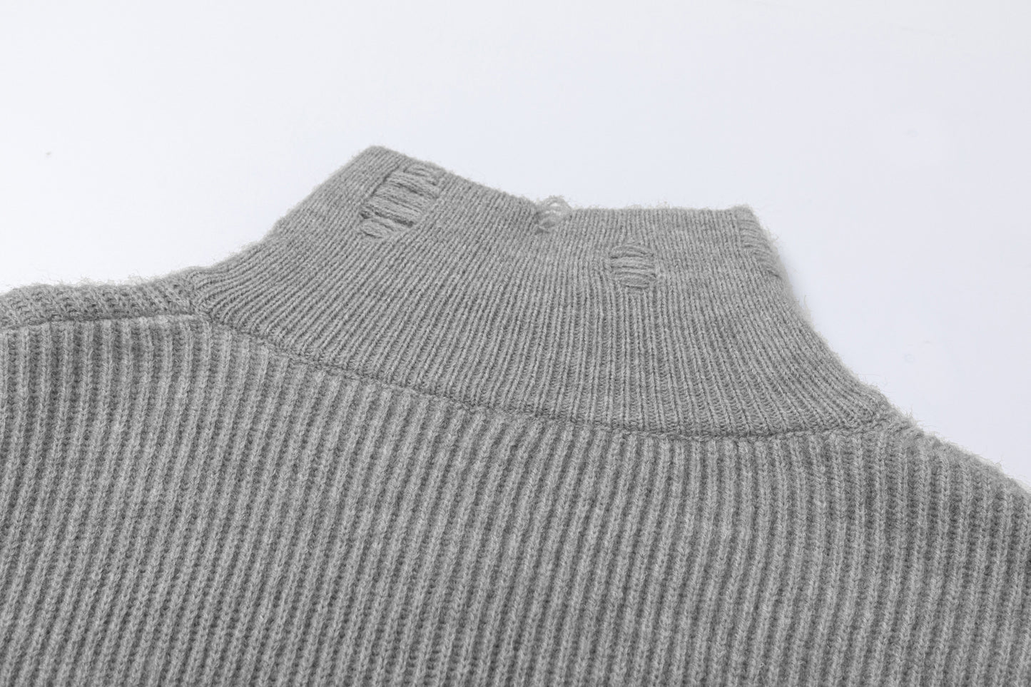 Damage Cross Pattern Zipper Knit Cardigan WN11188