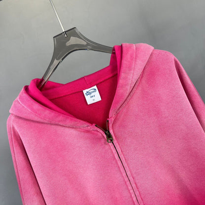 Washed Spray Dyeing Zipper Hoodie WN7809