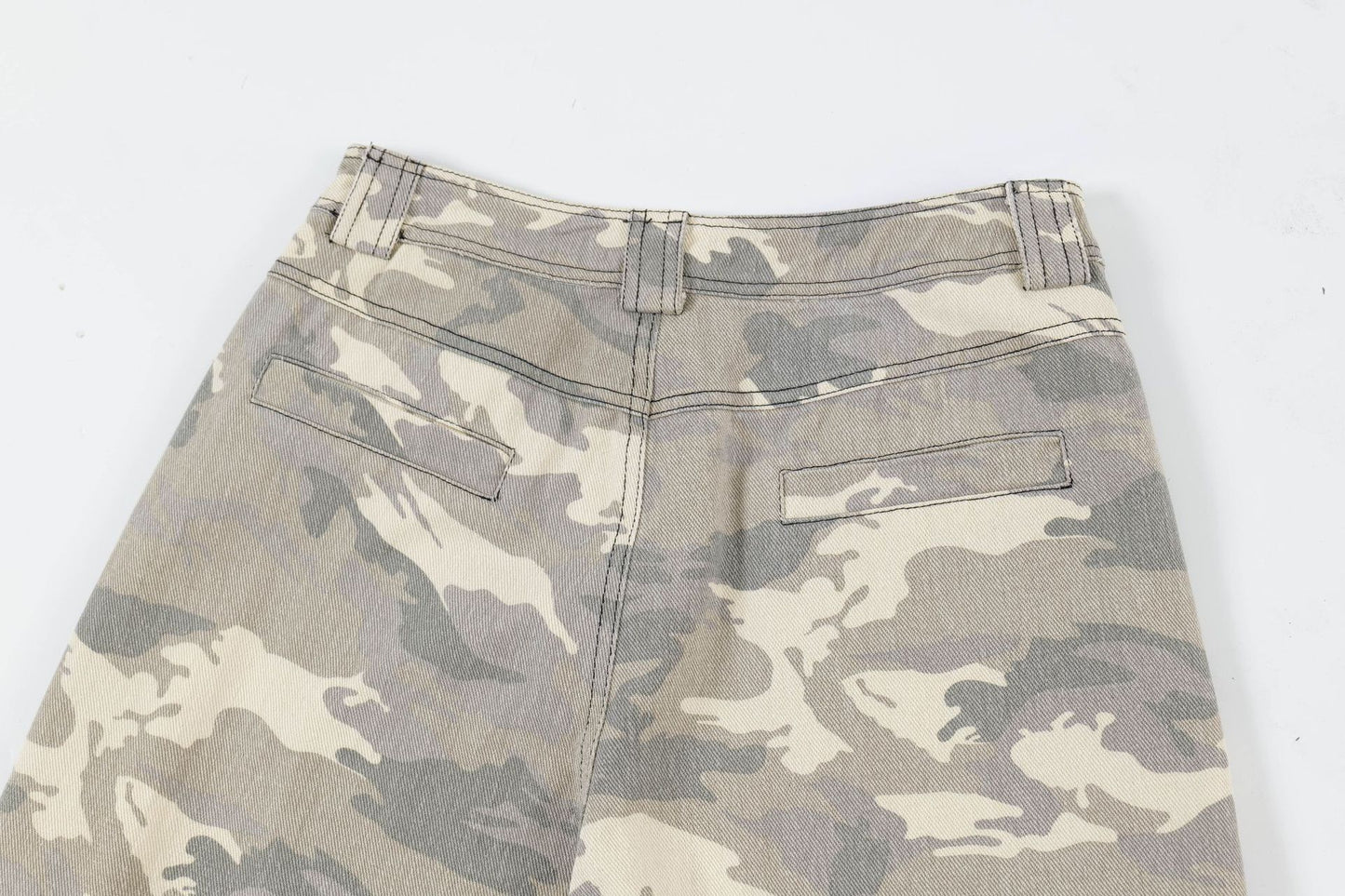 Camouflage Washed Straight Cargo Denim Jeans WN12745