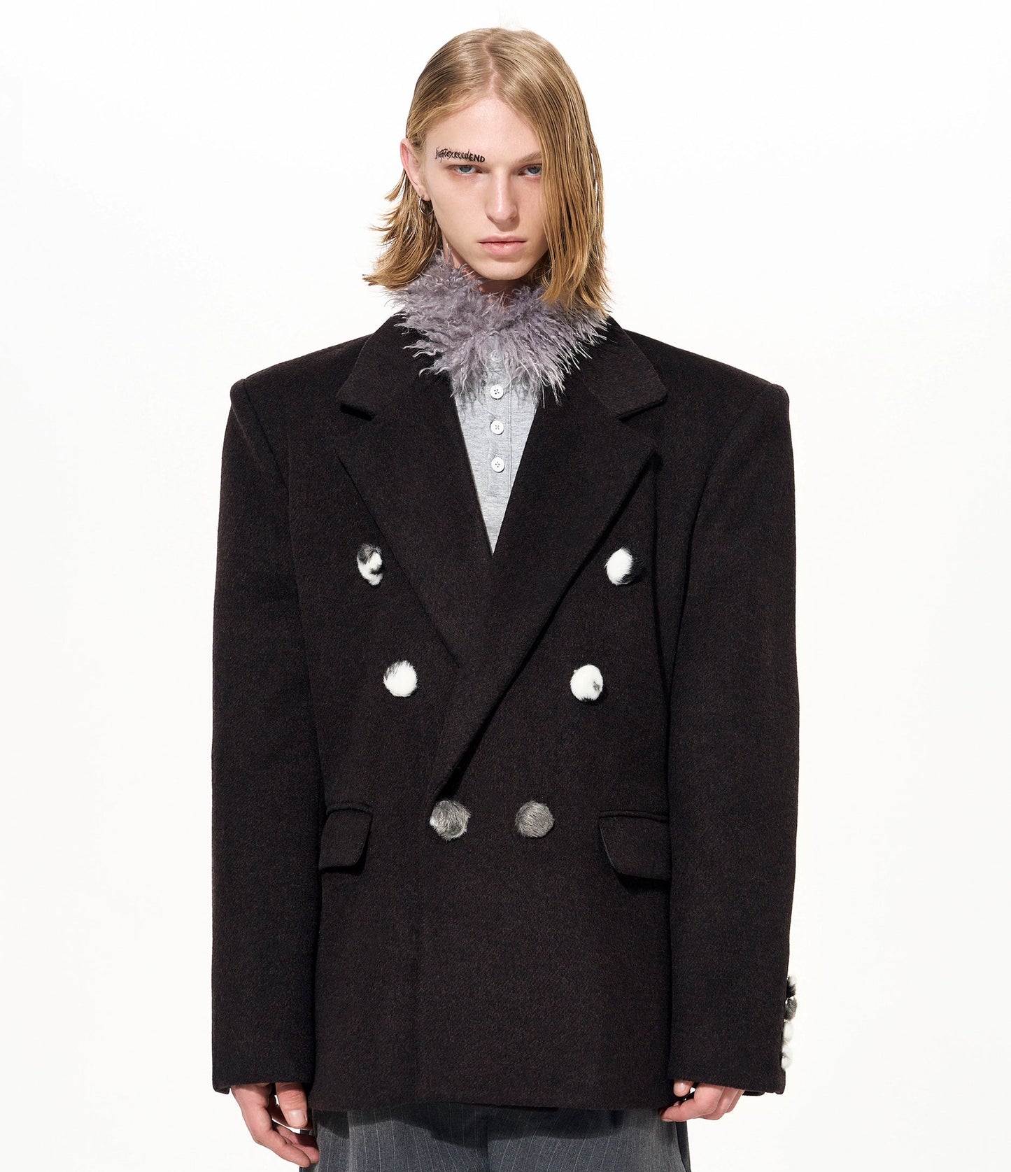 Double-Breasted Shoulder Pad Tailored Jacket WN22655