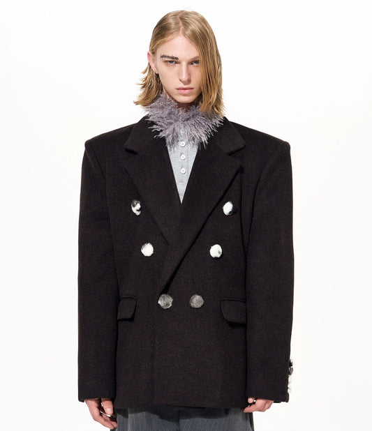 Double-Breasted Shoulder Pad Tailored Jacket WN22655