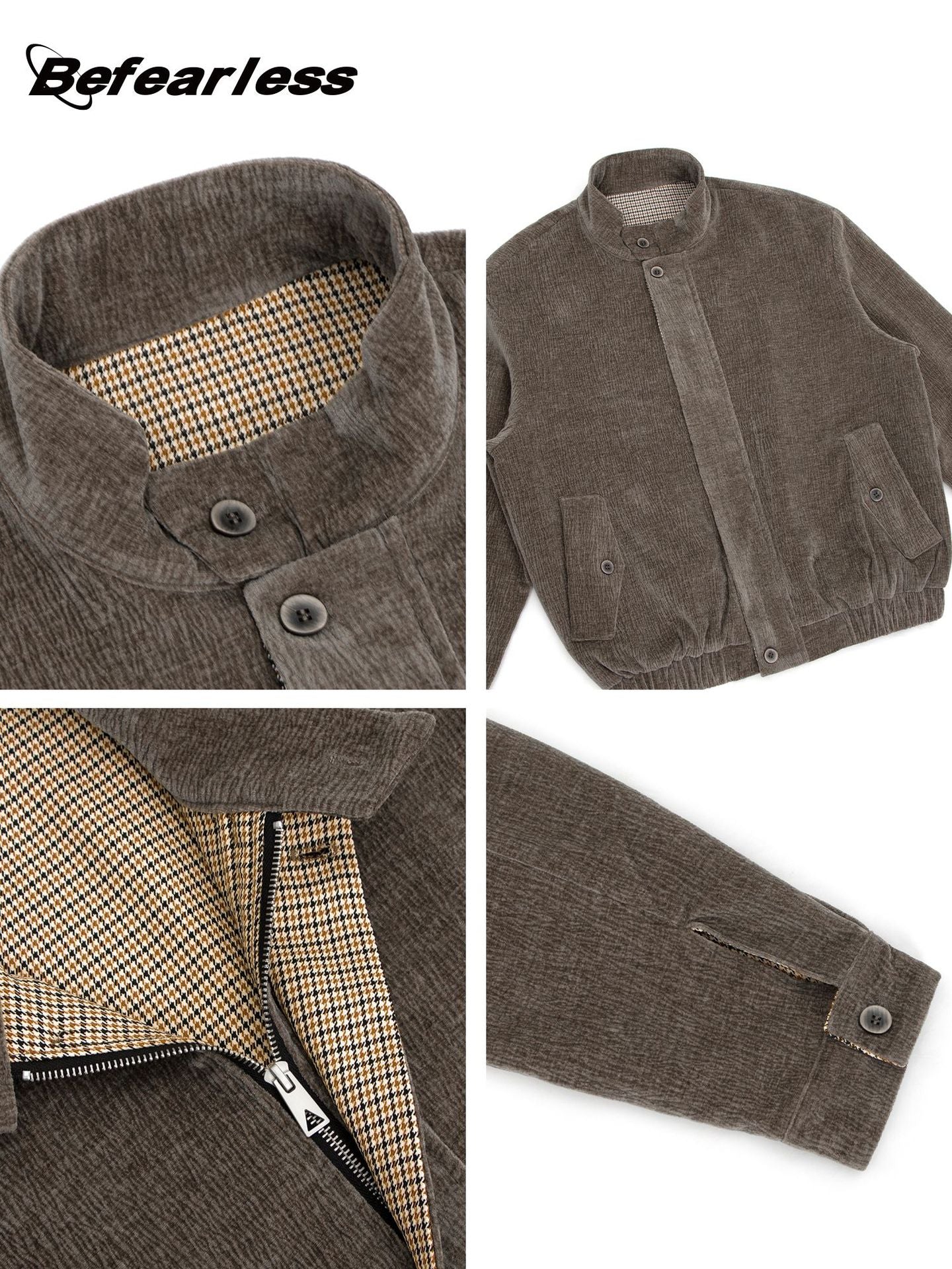 Washed Corduroy Houndstooth Lining Jacket WN26251