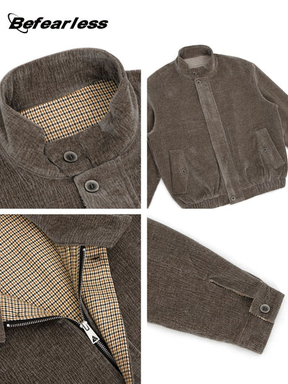 Washed Corduroy Houndstooth Lining Jacket WN26251