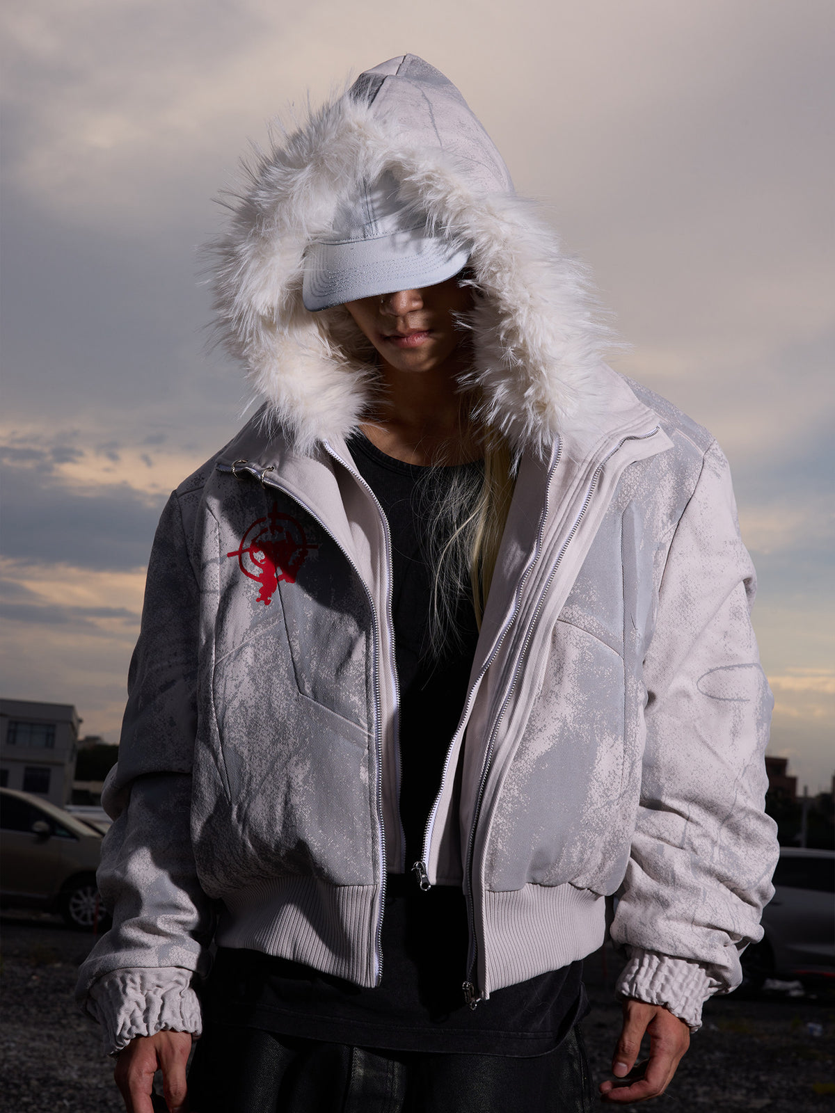 Fake Layered Oversize Hooded Puffer Jacket WN27111
