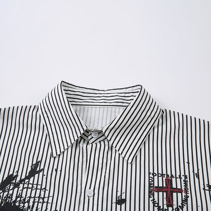 Fake Layered Stripe Graphic Print Long Sleeve Shirt WN25674