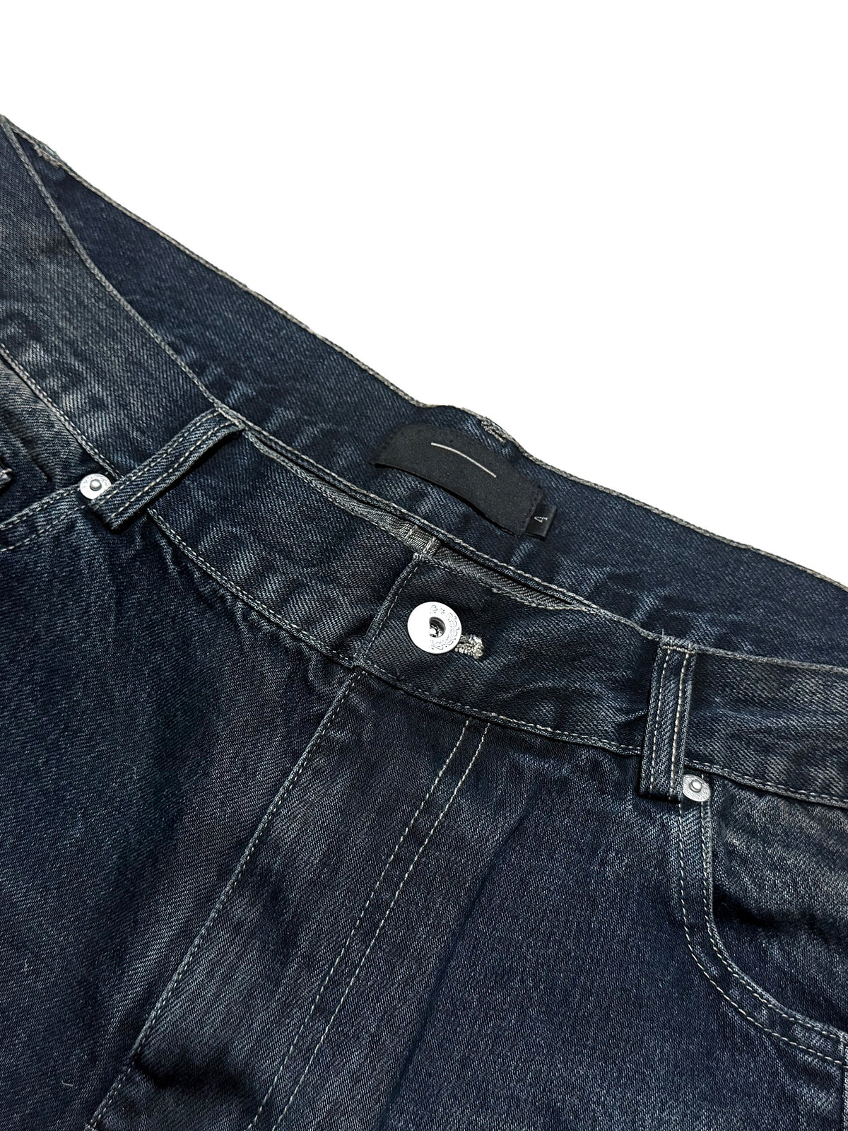 Whisker Wrinkle Damage Straight Denim Jeans WN27068