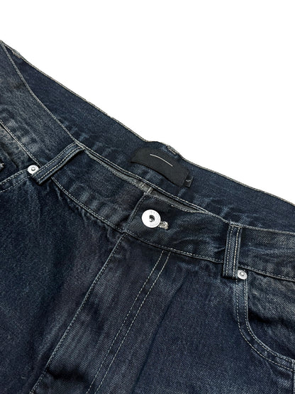 Whisker Wrinkle Damage Straight Denim Jeans WN27068