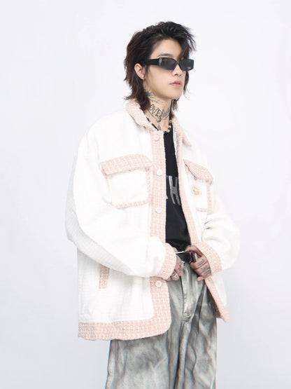 Contrast Color Oversize Tweed Jacket WN7710