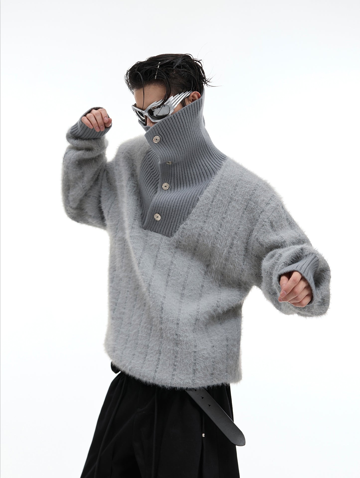 Turtle-neck Furry Knit Sweater WN8039