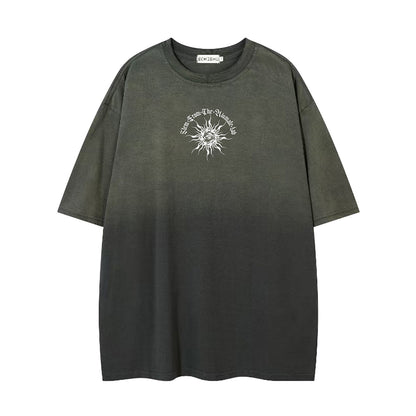 Gradient Gothic Statue Graphic Short Sleeve T-Shirt WN26960