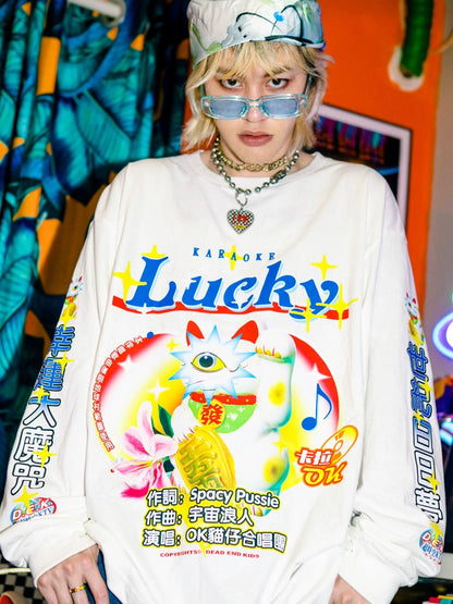 Oversize Letter Print Long Sleeve T-Shirt WN22242