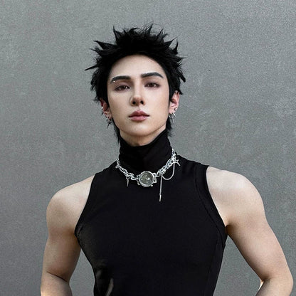WN25104 Yang Yifan trendy brand necklace versatile personality men's necklace pendant hip-hop street fashion design watch pendant WN25104