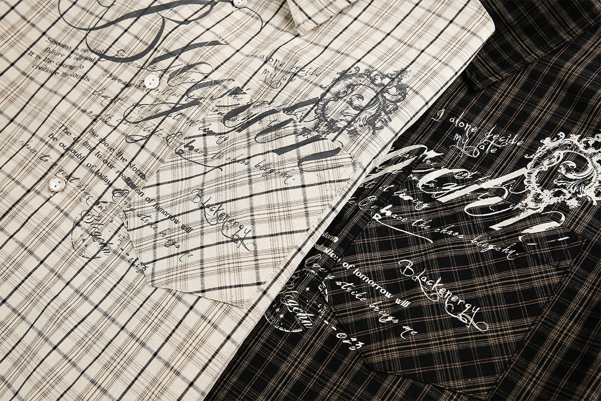 Plaid Letter Print Long Sleeve Shirt WN25410